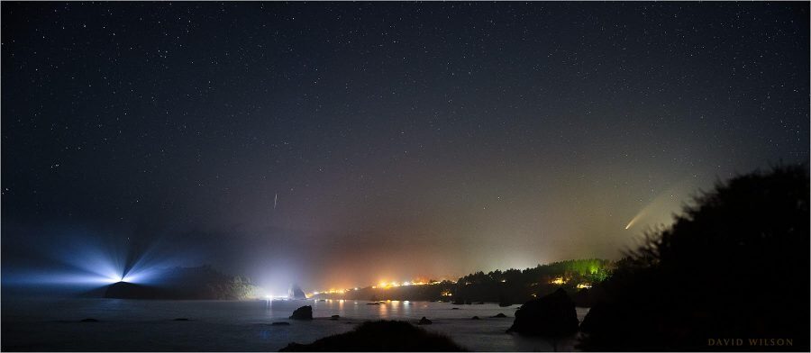 Click to enlarge Comet NEOWISE and a meteor over Trinidad