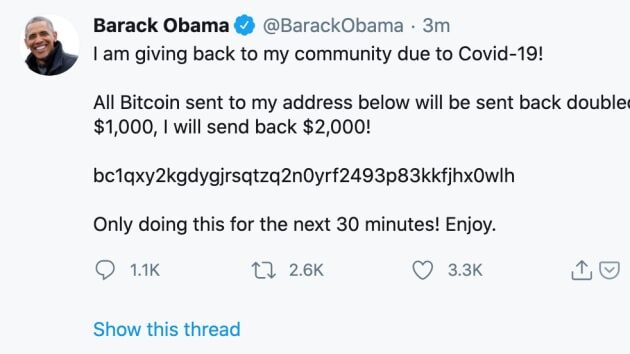 barack obama hacked tweet