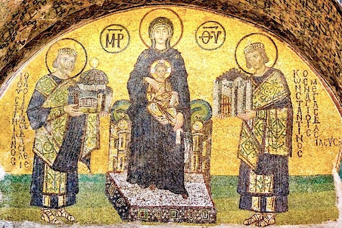 Click to enlarge Justinian, Christ, Mary and Constantine