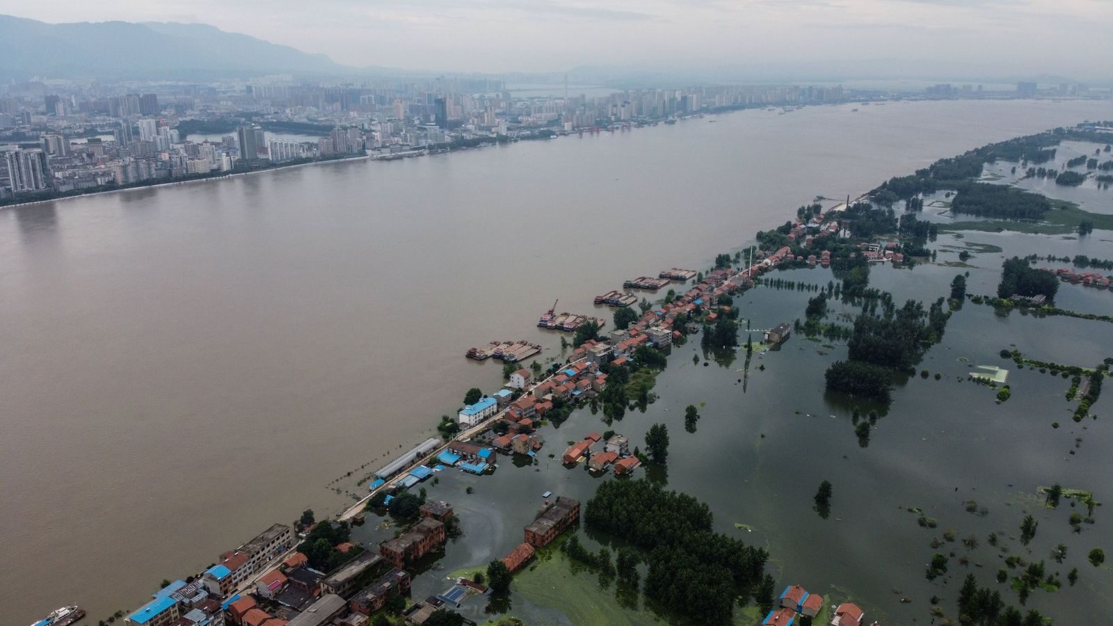 Click to enlarge Vast swathes of China have been inundated by flooding along the Yangtze