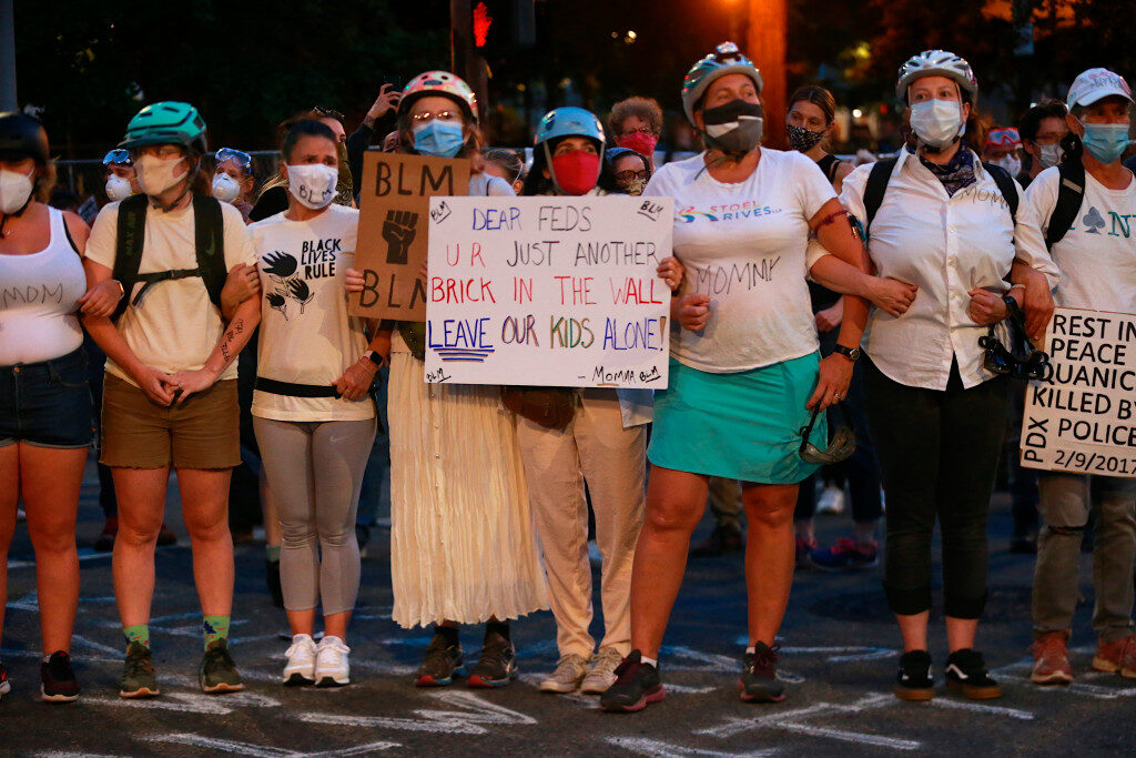 Click to enlarge mothers protest BLM Portland
