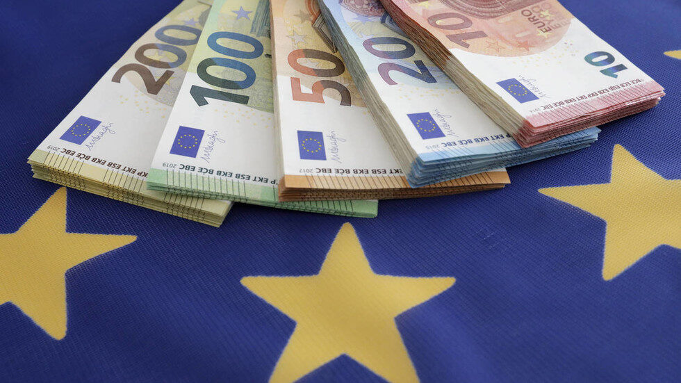 EU flag, euros