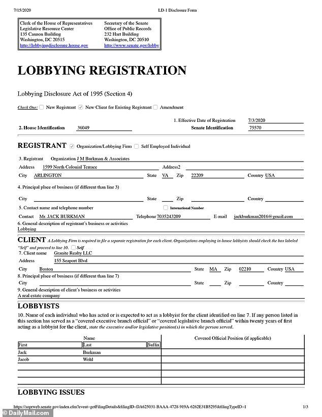 lobbying registration ghislaine maxwell