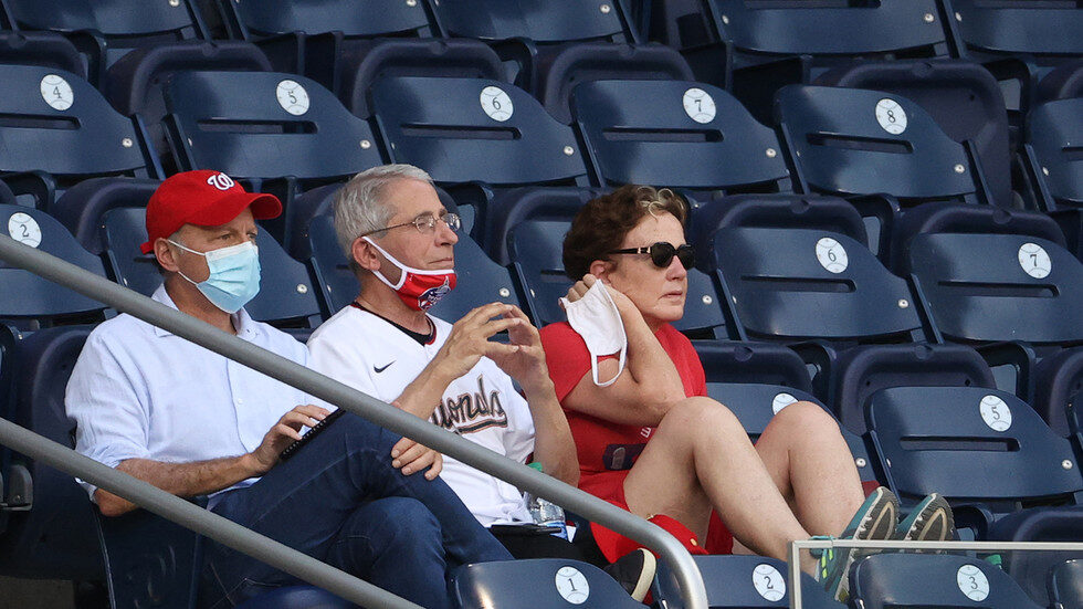 Click to enlarge Dr. Anthony Fauci Nationals baseball game no mask