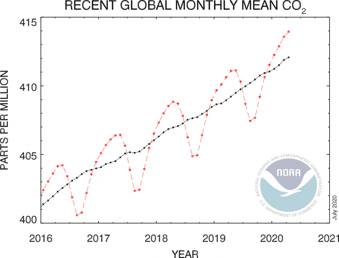 recent global monthly mean co2