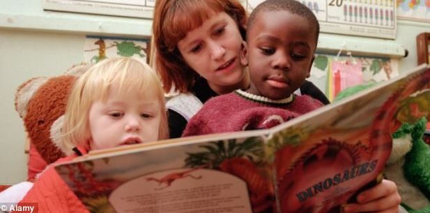 Reading books with children