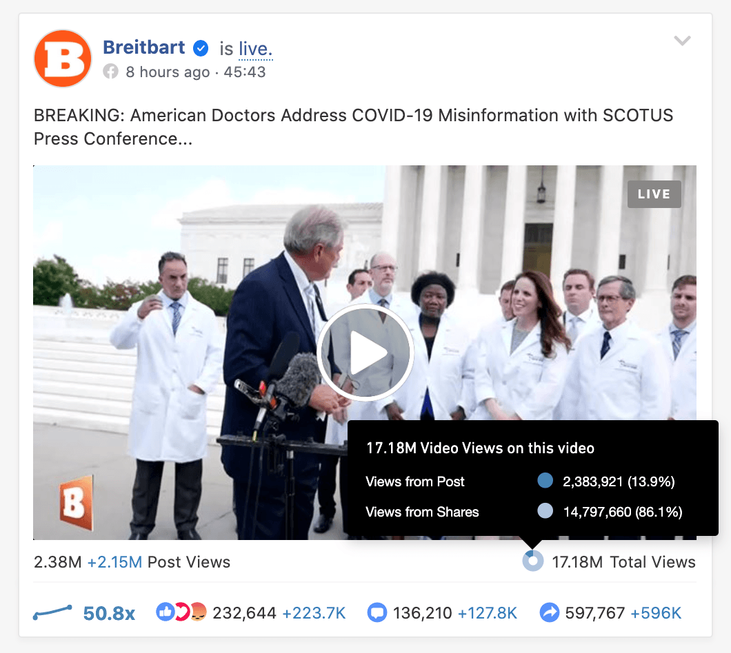 Click to enlarge breitbart livestream americas frontline doctors