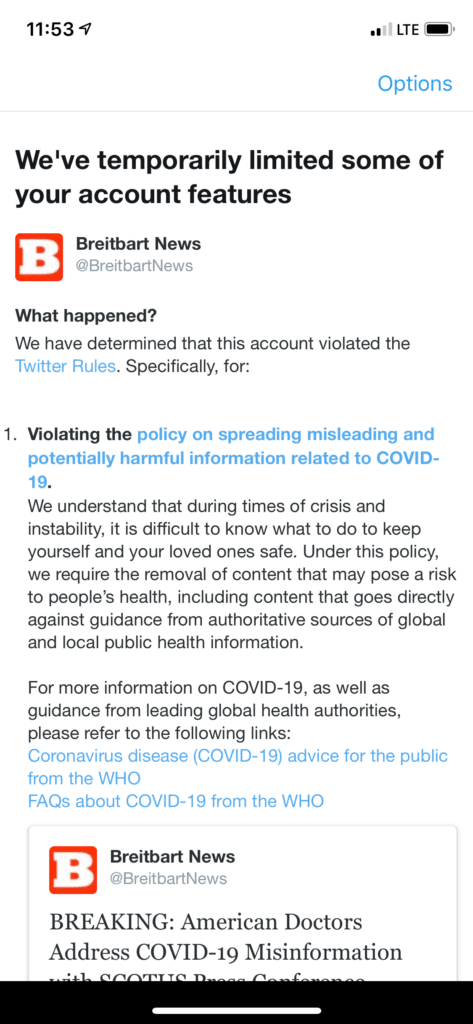 breitbart banned twitter