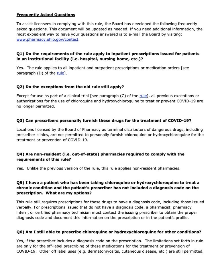 Click to enlarge HCQ hydroxychloroquine ban ohio