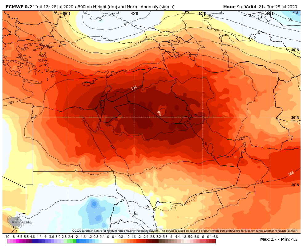 Click to enlarge Crushing heatwave setting records in the Middle East