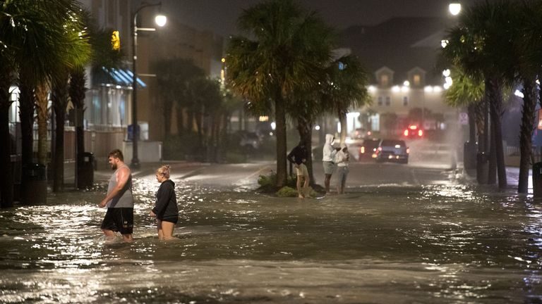 Flooding on Ocean Boulevard in Myrtle Beach, South Carolina