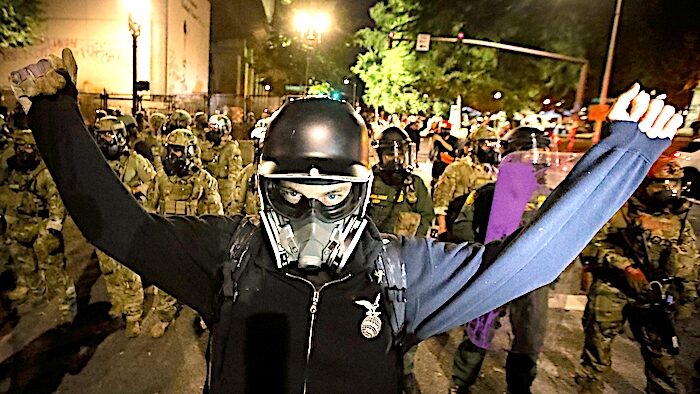 Click to enlarge Protester and gear