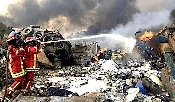 Click to enlarge firefighters Beirut fire