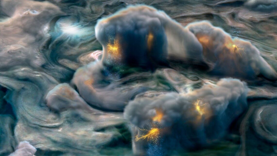 Click to enlarge Electric Storms on Jupiter