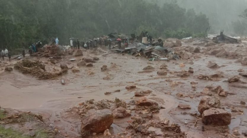 Houses were buried under debris