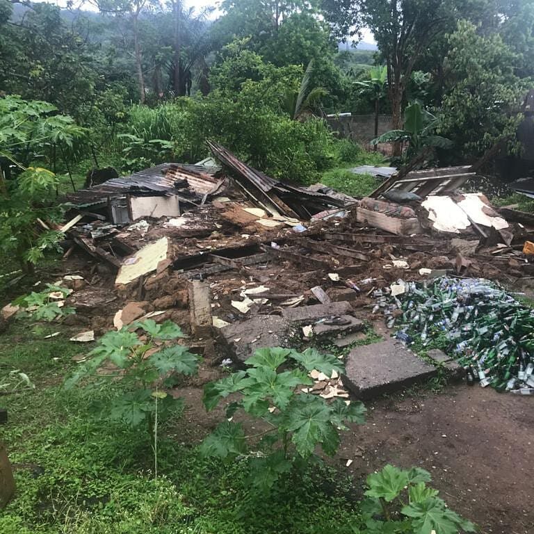 floods and landslides destroyed a house in Arima, Trinidad 08 August 2020.