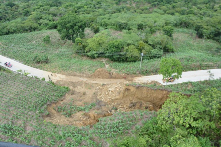 Landslides blocked several roads after heavy rainfall in Veracruz State, Mexico, 08 to 10 August 2020.