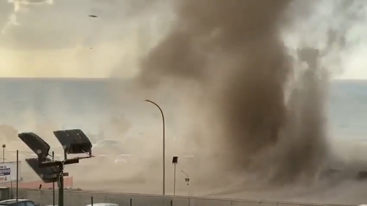 Waterspout Hits Cefalù, Sicily, Italy