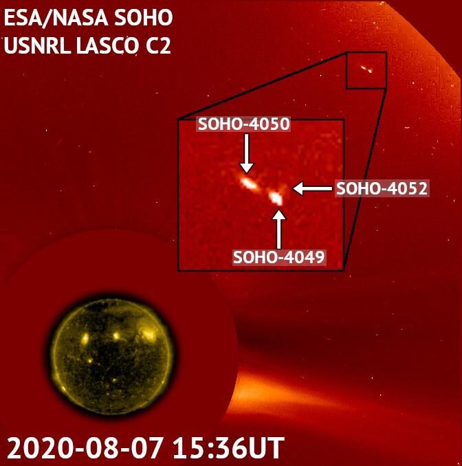 Image of three comets captured by the SOHO satellite