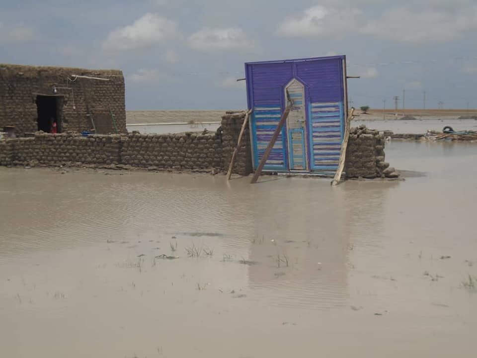 Flood damage in White Nile State, Sudan, August 2020.