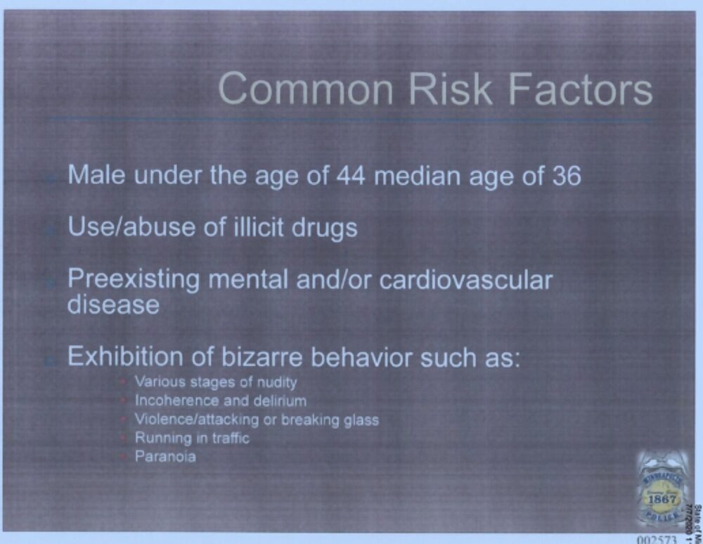Click to enlarge risk factors excited delirium george floyd