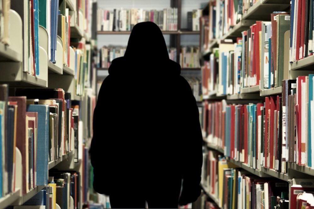 library aisle person
