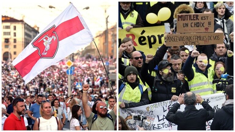 Click to enlarge belarus protests and yellow vests