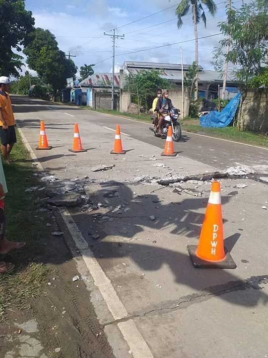 Click to enlarge The strong earthquake hit near the town of Cataingan, sending residents fleeing their homes and damaging buildings and roads