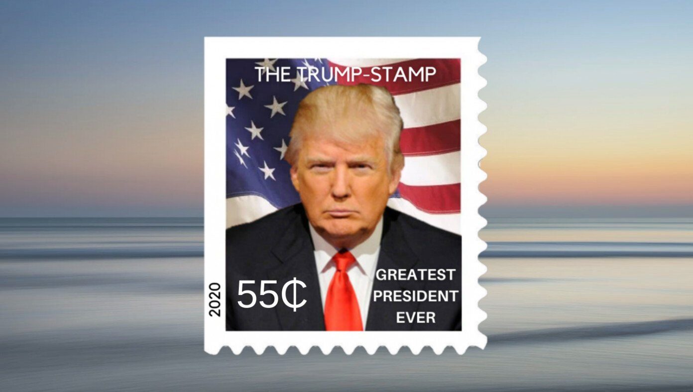 trump stamp satire