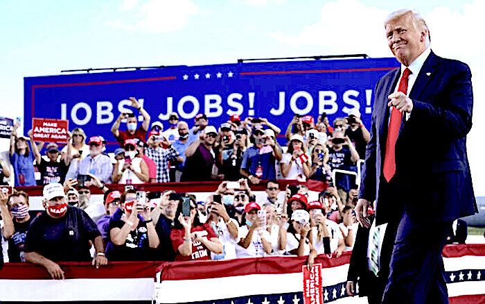 Click to enlarge Trump and crowd