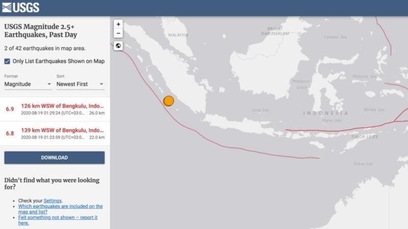 Indonesia quakes map