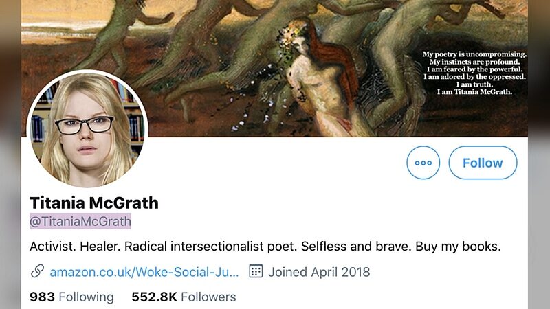 Click to enlarge Titania McGrath satire account twitter SJW