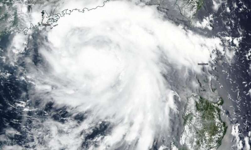 Click to enlarge NASA-NOAA's Suomi NPP satellite snaps Tropical Storm Higos' landfall
