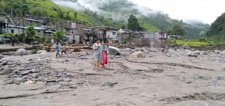 The flood swept away many houses in the area