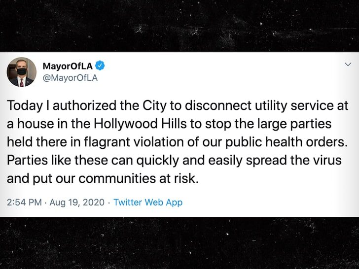 garcetti los angeles power cut party bryce hall