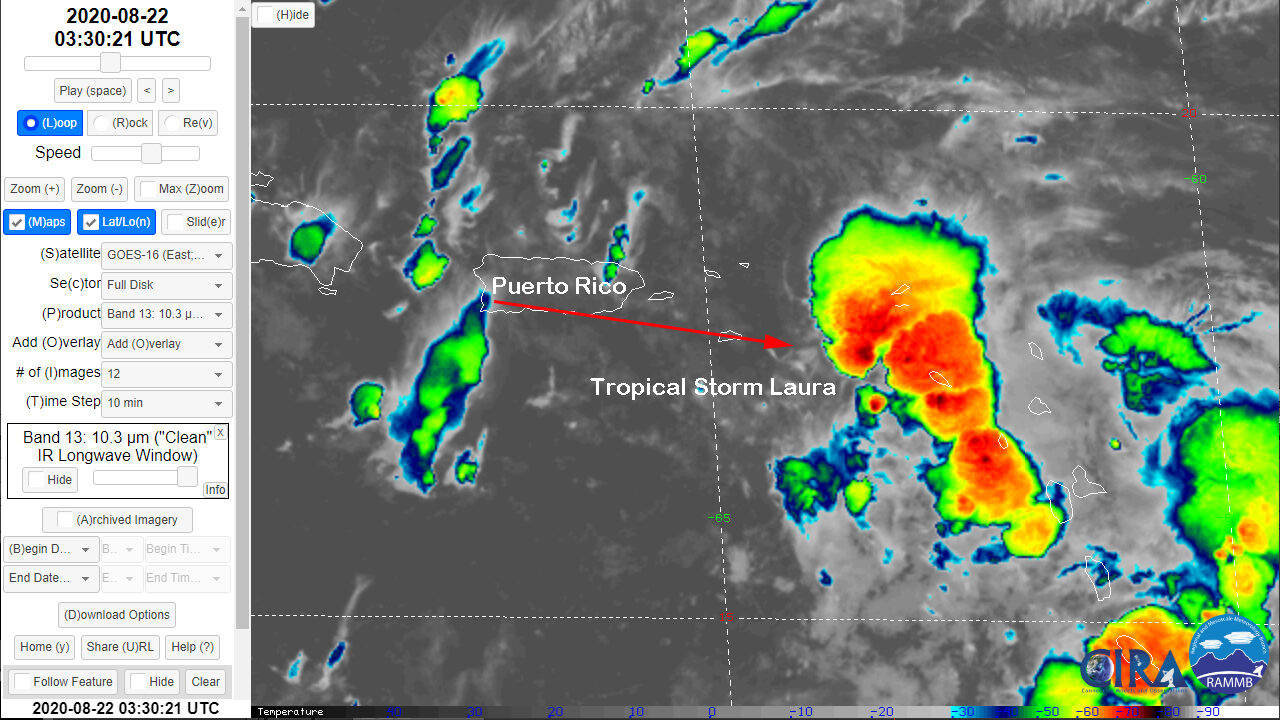 Click to enlarge ELVEs over TS Laura