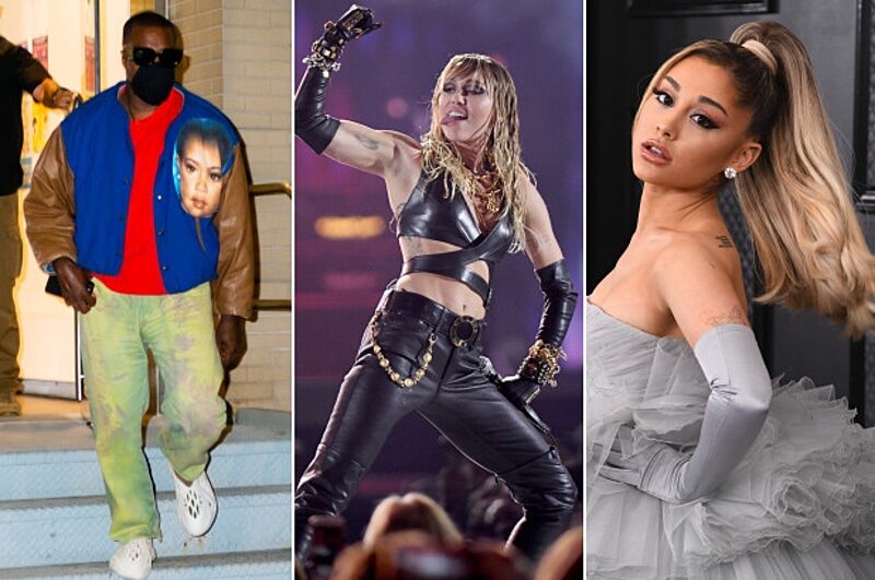 Click to enlarge Kanye West; Miley Cyrus; and Ariana Grande