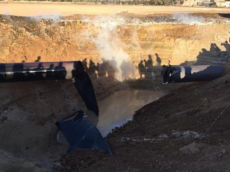 syria pipeline explosion Dumeir and Adra