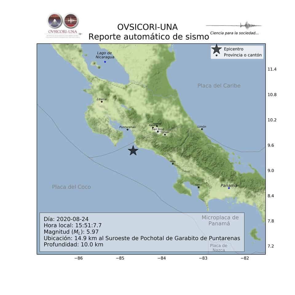Costa Rica earthquake map