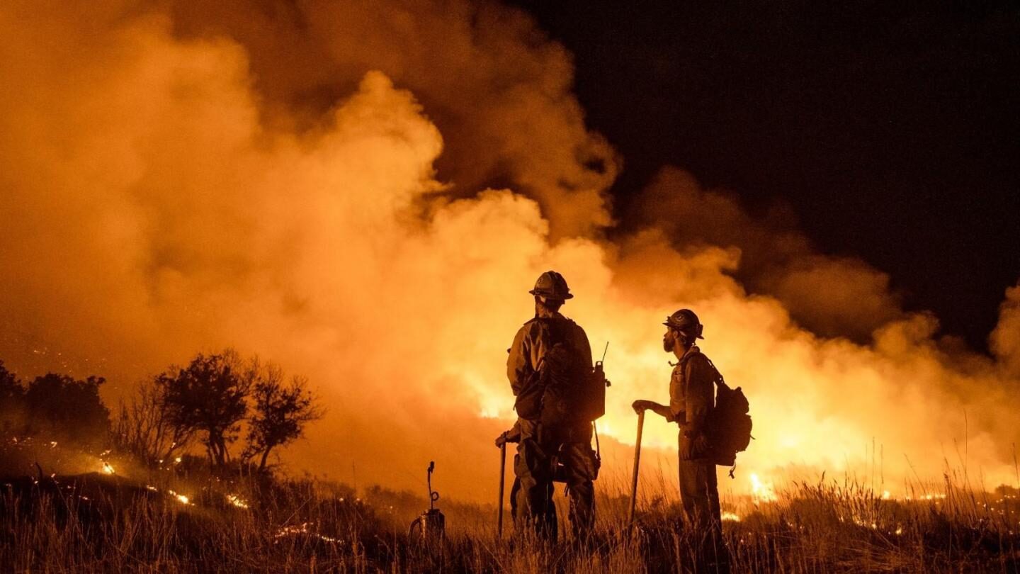 Click to enlarge Firefighters at the Pine Gulch fire near Grand Junction