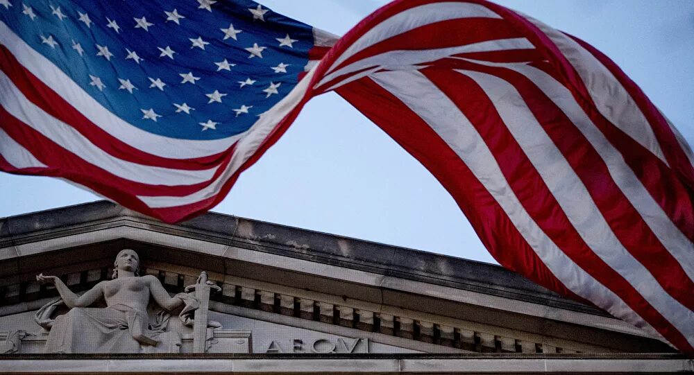US Flag over the Capitol