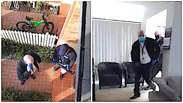 Click to enlarge 2 guys on porch/enter home