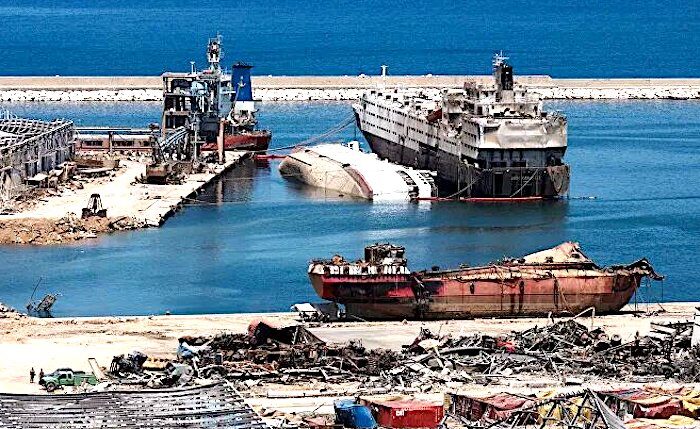 Beirut Lebanon port damage