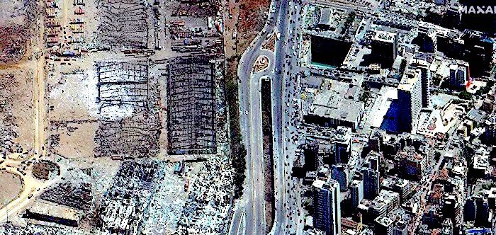 Click to enlarge Satellite image of the blast