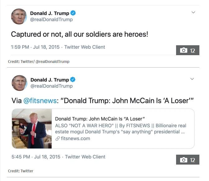 Click to enlarge trump twitter john mccain loser