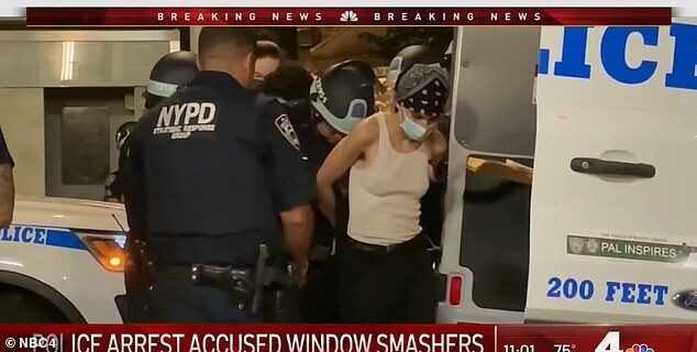 Click to enlarge protesters vandalism arrest NYC