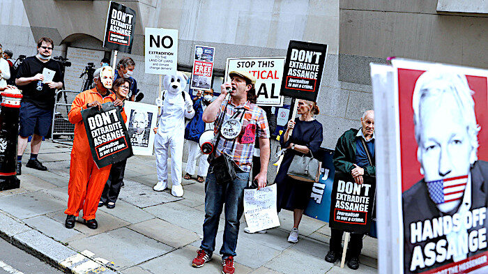 Click to enlarge Assange supporters