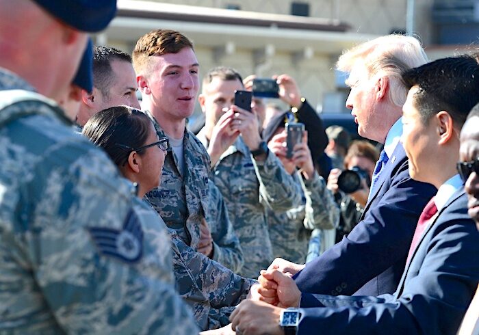 Click to enlarge Trump and Troops