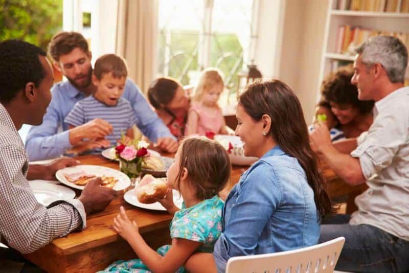 family eating dinner