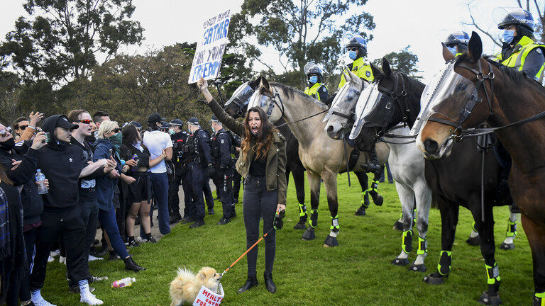 Click to enlarge Melbourne lockdown protest